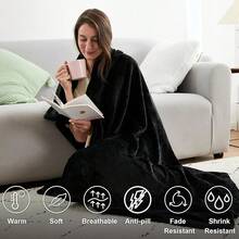 Sofa Blanket Living Room Cover SetFleece Blanket Twin Size, Soft Cozy Twin Blanket, Fuzzy Flannel Blanket Bed, Sofa, Couch, Travel, Camping, 60 X 80 Inches - 黑色 - 查看 3