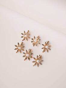 6 Stücke minimalistische Metall Blumen- & Blatt-Haarspangen, süße Haaraccessoires geeignet für Hochzeiten, den Alltag, Partys, Geburtstage