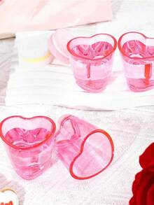 1pc Multifunctional Pink Mini Heart-Shaped Brush Washing Cup, Palette Cup, Crystal Cup, Nail Art Palette, Acrylic Powder Container, Nail Art Tools - Pink - View 5