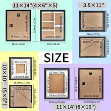 1 Pieza Marco De Fotos De Madera De Doble Uso, Para Colgar En La Pared Y Mostrar En La Mesa, Con Papel De Fotografía Aleatorio, Adecuado Para El Hogar, El Dormitorio, La Sala, El Comedor Y La Sala De Estar - Negro - Ver 11
