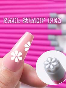 1-30 pièces Ensemble de stylos de tamponnage pour nail art, outils de tamponnage pour ongles en silicone, stylos de transfert d'impression de motifs de papillons et de fleurs pour nail art, kit de conception de tampons à ongles pour l'été, l'école