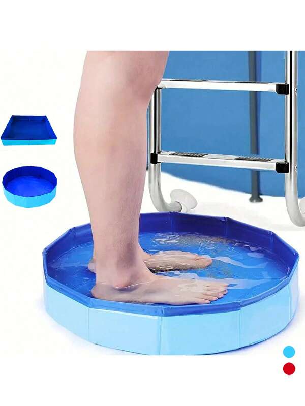 1pc Portable Foldable Footbath For Swimming Pool Entrance, PVC Composite Foldable Footbath, Multi-Component Essential Swimming Pool Cleaning Accessory