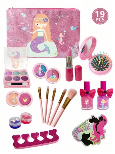 مجموعة من مستحضرات التجميل للأطفال 1قطعة، صندوق مجموعة مستحضرات التجميل للأميرة والحورية ، لعبة مستحضرات التجميل المنزلية حفلة العيد للأطفال، كيس تخزين مستحضرات التجميل الحورية ، مجموعة مستحضرات تجميل للأطفال، لعبة محاكاة مستحضرات التجميل للأطفال، لعبة الماكياج القابلة للغسيل للفتيات ، عيد الميلاد، هدية عيد ميلاد للفتيات