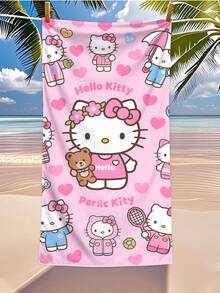 250gsm Super Soft Microfiber Quick Dry Beach Towel, Cute Cartoon Character Printed, Suitable For Beach, Yoga Mat, Sunscreen Shawl, Travel, Camping, Swimming, Picnic, 70*140cm - Multicolor - View 7