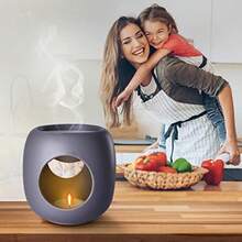 Grey Ceramic Oil Burner For Aromatherapy Relaxation Spa Aroma Lamp Aroma Burner 15cm Height 10cm Room Dr Aroma Ential Oil Burner Big Tealight Holder Scentsy WarmerM - Grey - View 6