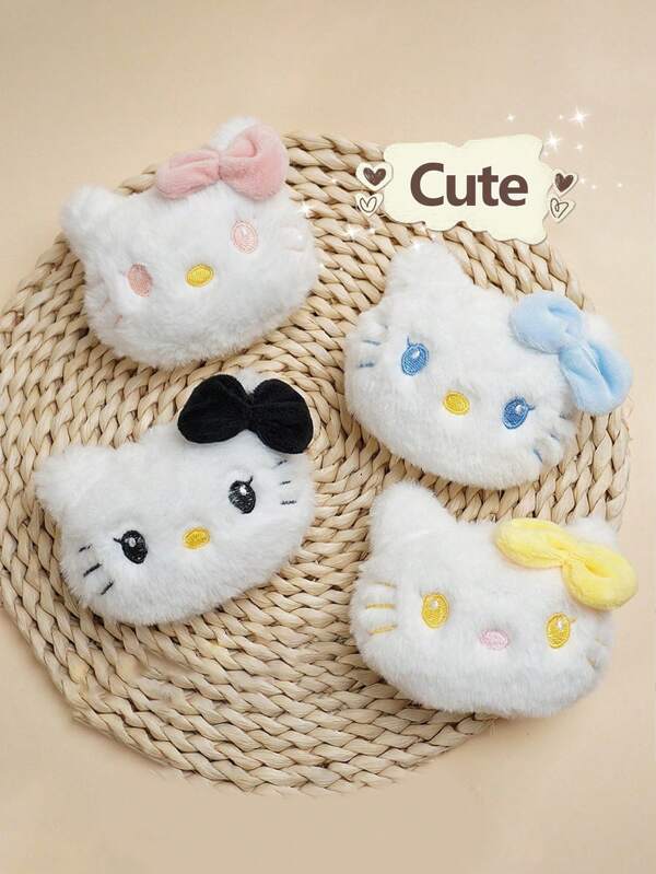 Sanrio 1 Stück Sanrio niedliche Cartoon Schleife Kt Kätzchen Schlüsselanhänger Plüsch Anstecker Accessoires für Kleidung, Taschen, Schuhe und Hüte, Geburtstagsgeschenke, Feiertagsparty Geschenke