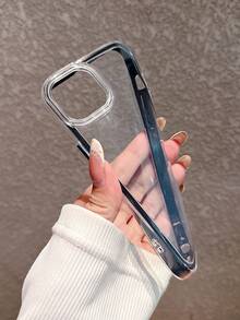 Minimalist Black Trim Transparent Phone Case, Compatible With IPhone16promax/16/16pro/16plus/15/15promax/15pro/11/12/13/14promax/11promax/12pro/12promax/13pro/13promax/7plus/14pro/14promax/16E Soft - Black-thick - View 5