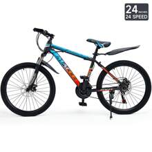 Bicicleta de montaña de 24/26/27,5 pulgadas para hombre y mujer, 24 velocidades, freno de disco doble, suspensión avanzada, cuadro de acero con alto contenido de carbono, horquilla de suspensión, fácil montaje, calcomanías en la pintura.