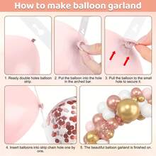 115pcs Rose Gold Balloon Arch & Garland Kit, Assorted Sizes 18" 12" 10" 5" Pink White Gold Metallic Latex Balloons For Graduation, Birthday, Bridal, Baby Shower, Party Decor - Mixed Colors - View 6