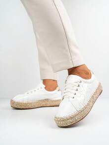 Classic Espadrille Platform Sneakers - White - View 1