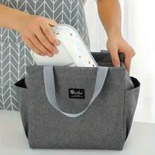 1 Large Capacity Insulated Lunch Bag With Double Pockets, Made Of Thick Aluminum Foil And Durable Oxford Fabric, Equipped With A Fixed Handle, Featuring Heat Insulation And Leak-Proof Functions, Reusable, Waterproof Zipper Lunch Bag