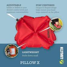 Klymit Pillow X Almohada Inflable para Campamento y Viaje - ROJO - Ver 2