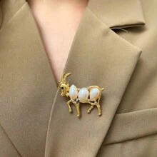 1 buc Vintage Faux Pearl Drăguț Miel Animal Broșă High-End Doamnelor Șal Guler Pin Rucsac pentru Școală