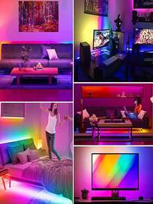 RGB LED Strip Lights, TV Backlight With 24-Key Remote And Wireless Control, Suitable For Gaming, Bedroom, Party, Kitchen, Living Room, Holiday, Christmas, Ceiling, Wall, Indoor And Outdoor Decor, Party Supplies, Home Decor, Christmas Gift, Graduation Gift, Birthday Gift, Halloween Decor, Party Mood Lighting - Multicolor - View 11