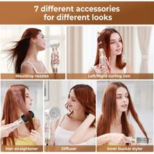 UKLISS Styliseur 7-en-1 - Sèche-cheveux à air chaud haute vitesse, lisseur et fer à friser pour un styling de salon sans effort