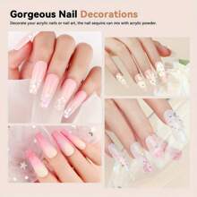 6 pièces Ensemble de faux ongles en acrylique complet - Liquide et poudre acrylique non jaunissants avec accessoires de nail art | Kit de manucure professionnel et DIY pour des extensions longue durée