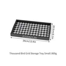 1 件奢华千鸟格金属托盘、珠宝收纳盒、化妆品收纳架、香水展示架、卧室、客厅、浴室梳妆台、优雅装饰