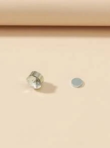 24pcs Magnetic Rhinestone Stud Earrings, Multi-Size, For Women Daily Wear