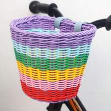 1pc Handwoven Basket, Kids Bicycle Basket, Rattan Look Bike Basket For Children & Adults Electric Bike - Multicolor - View 3