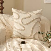 1 件极简波西米亚风格刺绣抱枕套，45*45 厘米，家用沙发装饰靠垫套，公寓枕套，床上用品配件