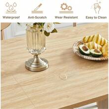 70.8 Inch Kitchen Dining Table For 4-6 People, Oval Kitchen Table With Wood Strip Base, Modern Farmhouse Large Round Dining Room Tables For Living Room (Natural) - Natural 70" Oval (Semi-cylindrical Legs) - View 4