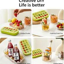 2-In-1 Ice Cube Bottle With Straw - Easy Press Ice Tray Water Bottle, Leak Proof Lid, Vertical Ice Maker For Freezer, Travel, Gym & Home Use (800ml, 500ml)Ice Cube Bottle With Straw,Ice Bottle Cup,Ice Trays For Freezer,Silicone Ice Cube Trays For Freezer With Lid And Bin,Zero Touch Press Ice Cube Molds For Cocktail,Whiskey,Coffee - 彩色 - 查看 3