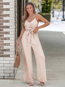 EMERY ROSE 女士简约时尚无袖连体裤，适合夏季 - 杏色 - 查看 1