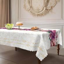 Elegante französische Pfingstrosen-Tischdecke - rund und rechteckiges Design, schöne Hochzeitsfestdekoration, unerlässlich für Frühjahrshochzeits-Esstisch