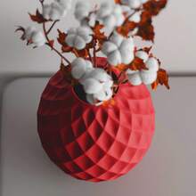 ORIZZONTE Diamond Facetura Vase – Dekorative Vase mit skulpturalem Design – Moderne Eleganz für Ihr Zuhause, 100 % Made in Italy - Rot - Übersicht 3