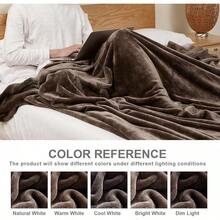 Sofa Blanket Living Room Cover SetFleece Blanket Twin Size, Soft Cozy Twin Blanket, Fuzzy Flannel Blanket Bed, Sofa, Couch, Travel, Camping, 60 X 80 Inches - 棕色 - 查看 2