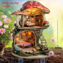 1pc 2D Acrylic Garden , Whimsical Mushroom House Yard Decor, Suitable For Lawn, Porch And Patio. Exquisite Gift For Mother's Day, Wedding And Birthday To Family And Friends, Fits 11 Holiday Hole Designs, Random Hole Style - Multicolor - View 1