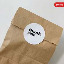 60 张 2 英寸黑白感谢贴纸 - 非常适合小型企业包装、信封、礼品盒密封和派对礼品学校用品、返校 - 多色 - 查看 4