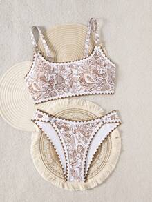 Women Sexy Bikini Swimsuit, Summer Leisure Beach Two-Piece Set