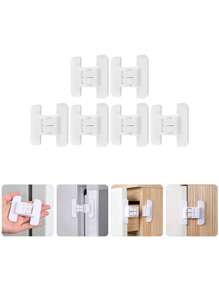2/4/6 قطعة قفل باب عالمي بدون ثقب، قفل خزانة آمن للأطفال، قفل ثلاجة، قفل لاصق ذاتي للأدراج والخزائن والثلاجات