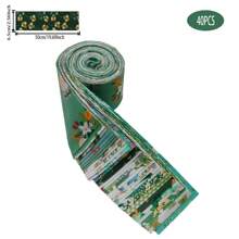 40 piezas de tiras de rollo de gelatina con estampado floral verde, tiras de rollo de gelatina de poliéster suave de color verde para hacer regalos de Navidad, celebraciones festivas, costura de patchwork DIY, muñecas, artículos decorativos, bolsas y decoración del hogar