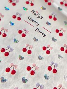 ورقة واحدة من ملصقات الأظافر المثيرة للإعجاب ذات تصميم الكرز ، لاصقة ذاتيًا ، كرز حلو ، عقدة وتصاميم منقوشة للمناسبات ، يمكن التخلص منها ، ديكور أظافر DIY للنساء والفتيات ، مناسب لأظافر الحفلات