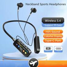 1 件磁性设计按钮控制柔软舒适硅胶柔性颈带 HiFi 立体声无线耳机，时尚无线音乐耳机，播放时间长达 600 小时