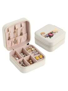 1pc Mini Floral Alphabet Jewelry Storage Box, A-Z Gold Letters, Portable Zipper Travel Jewelry Storage Box, Gift Box For Women, Multi-Function Jewelry Display Stand For Rings, Pendants, Earrings, Necklaces, Etc. - Suitable For Women, Mother, Girlfriend, Valentine's Day Gift Box.