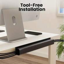1PC 40cm/15.75inch Under-Desk Cable Tray Self-Adhesive Cable Organizer Cable Management Accessories Cable Protecter No Drilling PVC Invisible Slot Organizer For Monitors And Computers,Durable PVC Material