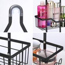 OYAJIA Shower Caddy Over Shower Head: Adjustable Hanging Bath Organizer With Soap Tray, 3-Tier Baskets & 4 Hooks For Razor, Loofah - Black Back To School - Black - View 9