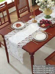 Vải 100% Polyester, ren thêu tinh tế, hòa tan trong nước, khăn trải bàn ăn nhà bếp, khăn phủ tủ, trang trí nhà cửa, tụ họp gia đình, trang trí ngày lễ, trang trí tiệc cưới trong nhà ngoài trời, 1 chiếc - trắng - Xem 3