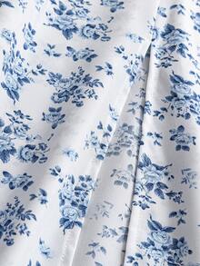 Women's Ditsy Floral Open Back Split Front Dress - Multicolor - View 5