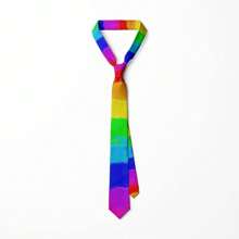 Unisex Rainbow Tie Creative Fashion Colorful Tie Pride Month Party 8cm Narrow Adjustable Soft Hand Tied Men Necktie
