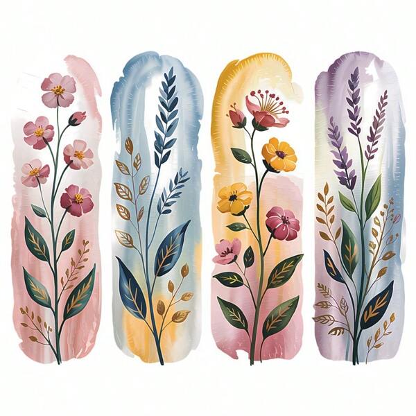 1pc/2pcs/3pcs Brushstroke Floral Flower Patches Pattern Iron On Transfer Stickers For T-Shirts Sweatshirts Jeans Bag Clothing Accessories Masks Jeans And Backpacks Hats Pillows - Washable And Long-Lasting