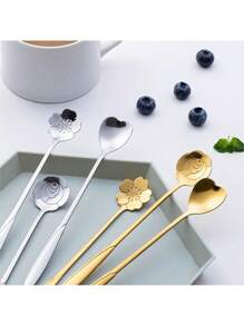 Charming 4-Pack Flower Spoons – Stainless Steel Creative Coffee Teaspoons & Mixing Spoons For Beverages, Cakes & Desserts – Food Contact Safe & Dishwasher Safe For Daily Use – Versatile For Kitchen, Baking, School Supplies, Back To School, Mother's Day Gifts & Mini Spoon Collections, Beautiful & Functional