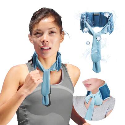 可重复使用颈部冷却冰袋，冷感冰围巾袋，户外运动冷却毛巾，夏季户外必备品