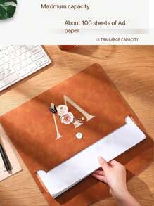 1pc Customized Name & Initial PU Leather Document Bag - Waterproof Magnetic A4 File Folder, Large Capacity Office & School File Organizer, Personalized Birthday Or Christmas Gift, Office Storage