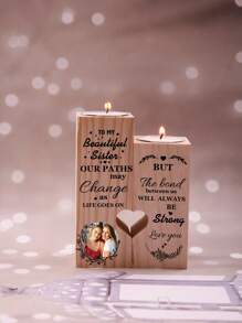 Custom Text And Photo Candlesticks,Personalized Candle Jars,Customized Picture Wooden Heart Shaped Candle Holder,Customizable Wedding Gifts,Valentine's Day Gifts,Birthday Gifts,Anniversary,Parties,Living Rooms,Restaurants,Bedrooms,Schools,Mothers,Fathers,Friends,Lovers,Girlfriends,Bridesmaids Gifts