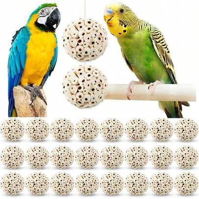 1pc/2pcs/3pcs/5pcs/10pcs Assorted Color Natural Loofah Ball Bird Toys, Parrot Chew Toys For Biting, Grinding And Amusement