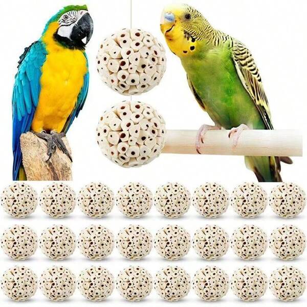 1pc/2pcs/3pcs/5pcs/10pcs Assorted Color Natural Loofah Ball Bird Toys, Parrot Chew Toys For Biting, Grinding And Amusement